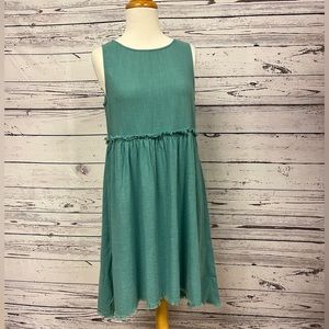 True Craft Raw Edge Quaze Dress Green